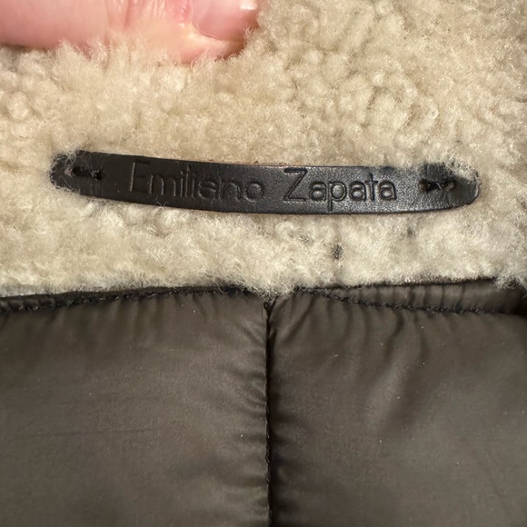 Emiliano Zapata Shearling & Leather Puffer Jacket Size 56 - Picture 10 of 15